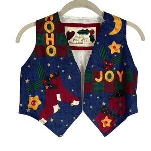 Vintage handmade Christmas Snowman open front vest